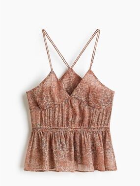 NWT H&M Peplum Strappy Top in Light pink/floral